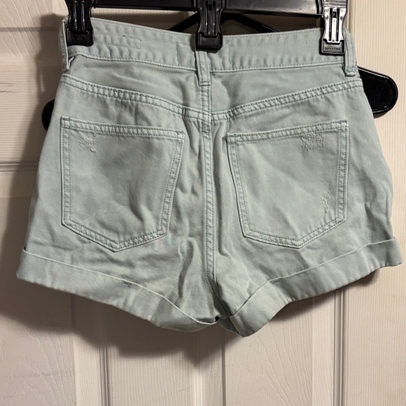 PacSun Women's Mint Green Cuffed Denim Shorts - Picture 6 of 9